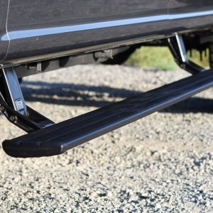 Amp Research Running Board, Powerstep Smart Series, Textured, Black, Die Cast Aluminum, With LED Light System, Rocker Panel Mount – 86135-01A