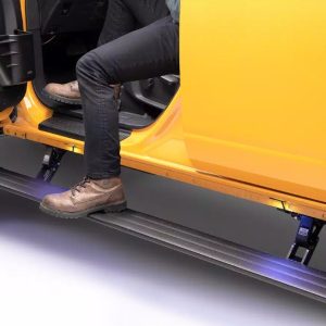 Amp Research Running Board, Powerstep™ Smart Series, Textured, Black, Die Cast Aluminum, With LED Light System, Rocker Panel Mount – 86140-01A