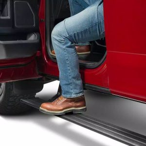 Amp Research Running Board, Powerstep™ Smart Series, Textured, Black, Die Cast Aluminum, With LED Light System, Rocker Panel Mount – 86236-01A