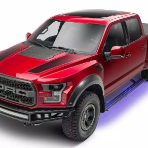 Amp Research Running Board, Powerstep™ Smart Series, Textured, Black, Die Cast Aluminum, With LED Light System, Rocker Panel Mount – 86254-01A