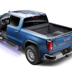 Amp Research Running Board, Powerstep™ Smart Series, Textured, Black, Die Cast Aluminum, With LED Light System, Rocker Panel Mount – 86255-01A