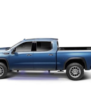 Amp Research Running Board, Powerstep™ Smart Series, Textured, Black, Die Cast Aluminum, With LED Light System, Rocker Panel Mount – 86255-01A