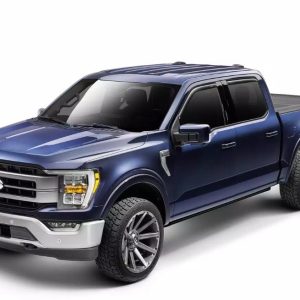 Amp Research Running Board, Powerstep™ Vision, Textured Powder Coated, Matte Black, Cast Aluminum, With Remote Operated LED Light System – 96140-01A