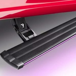 Amp Research Running Board, Powerstep™ Vision, Textured Powder Coated, Black, Cast Aluminum, With Remote Operated LED Light System – 96236-01A