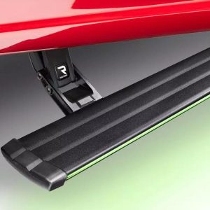 Amp Research Running Board, Powerstep™ Vision, Textured Powder Coated, Matte Black, Cast Aluminum, With Remote Operated LED Light System – 96242-01A