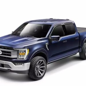 Amp Research Running Board, Powerstep™ Vision, Textured Powder Coated, Matte Black, Cast Aluminum, With Remote Operated LED Light System – 96363-01A