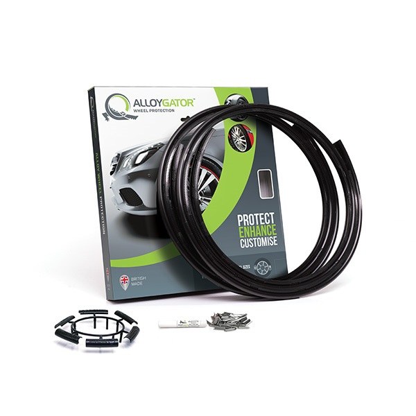 Alloygator Wheel Protector, Inter Profile, For Use with 12 to 19 Inch Diameter Wheels, Black, Adhesive and Clip Attachment – K4BLCKINT