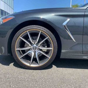 Alloygator Wheel Protector, Exclusive Profile, For Use with 12 to 24 Inch Diameter Wheels, Gold, Adhesive and Clip Attachment – K4GLDEXC