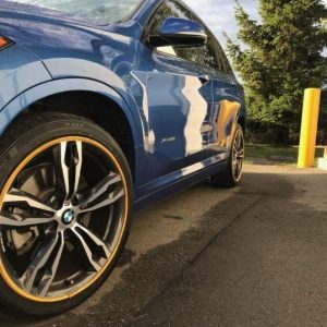 Alloygator Wheel Protector, Exclusive Profile, For Use with 12 to 24 Inch Diameter Wheels, Gold, Adhesive and Clip Attachment – K4GLDEXC