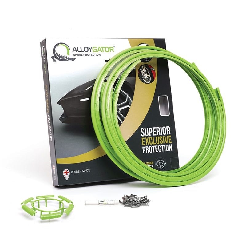 Alloygator Wheel Protector, Exclusive Profile, For Use with 12 to 24 Inch Diameter Wheels, Green, Adhesive and Clip Attachment – K4GRNEXC
