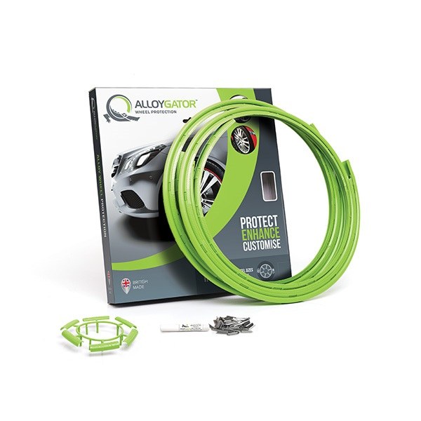 Alloygator Wheel Protector, Inter Profile, For Use with 12 to 19 Inch Diameter Wheels, Green, Adhesive and Clip Attachment – K4GRNINT
