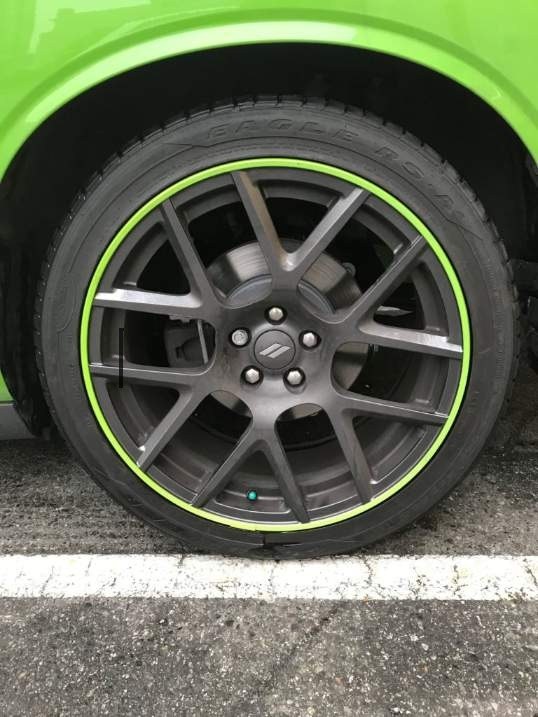 Alloygator Wheel Protector, Inter Profile, For Use with 12 to 19 Inch Diameter Wheels, Green, Adhesive and Clip Attachment – K4GRNINT