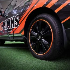 Alloygator Wheel Protector, Exclusive Profile, For Use with 12 to 24 Inch Diameter Wheels, Orange, Adhesive and Clip Attachment – K4ORNGEXC