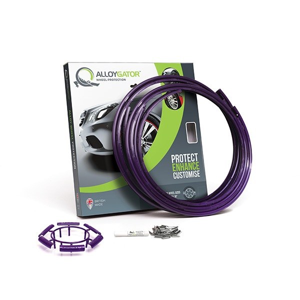Alloygator Wheel Protector, Inter Profile, For Use with 12 to 19 Inch Diameter Wheels, Purple, Adhesive and Clip Attachment – K4PRPLINT