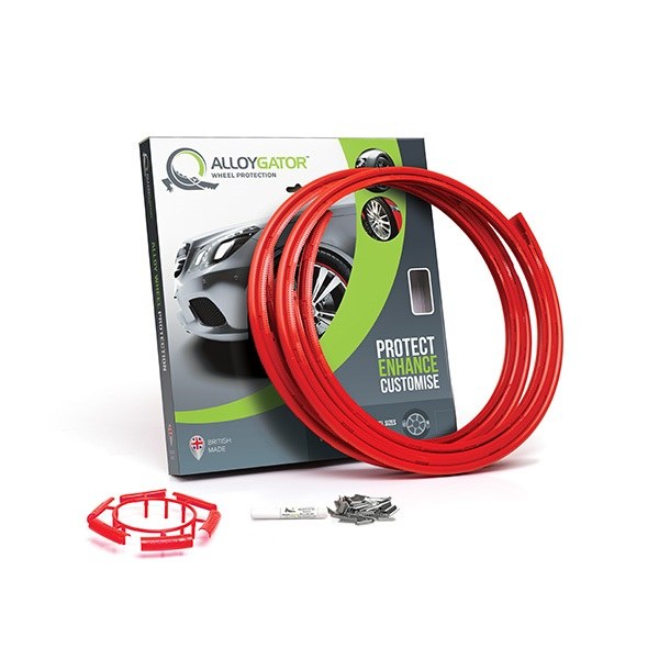 Alloygator Wheel Protector, Inter Profile, For Use with 12 to 19 Inch Diameter Wheels, Red, Adhesive and Clip Attachment – K4RDINT