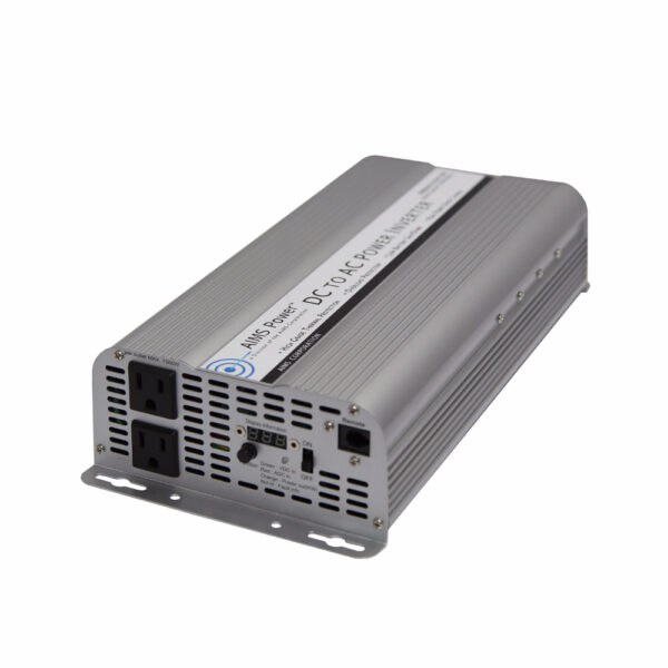 Aims Power Power Inverter, Modified Sine Wave, Inverts 12 Volt DC to 120 Volt AC, 2500 Watt, 1 Amp, 90 Percent Efficiency, Dual Outlet – PWRINV250012W