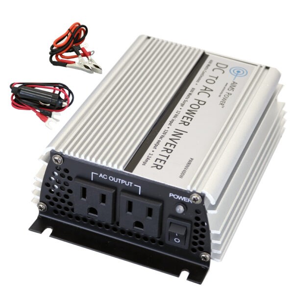 Aims Power Power Inverter, Modified Sine Wave, Inverts 12 Volt DC to 120 Volt AC, 400 Watt, 0.4 Amp, 90 Percent Efficiency, Dual Outlet – PWRINV400W