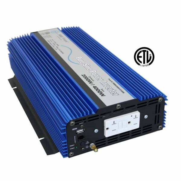 Aims Power Power Inverter, Pure Sine Wave, Inverts 12 Volt DC to 120 Volt AC, 2000 Watt, 4000 Watt Surge Capacity – PWRI200012120S