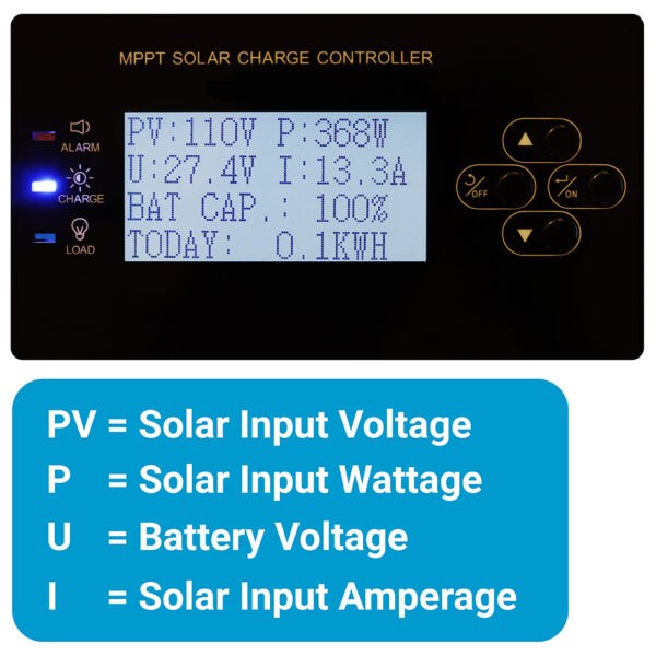 Aims Power Battery Charger Controller, For Use with Solar 12/24 Volt Sealed/ Flooded/ Lithium/ Lead/ Gel/ AGM Batteries – SCC30AMPPT