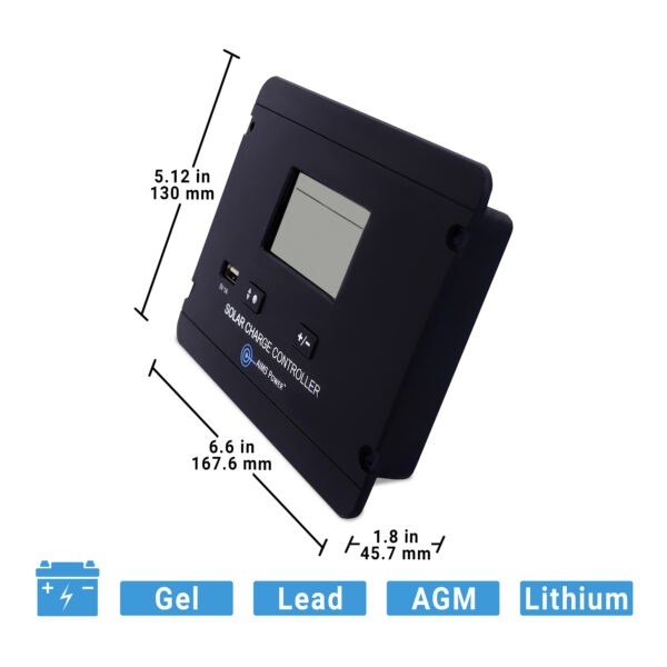 Aims Power Battery Charger Controller, For Use with Solar 12/24 Volt Sealed/ Flooded/ Lithium/ Lead/ Gel/ AGM Batteries – SCC30AFM