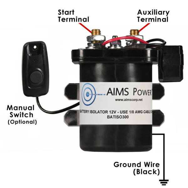 Aims Power Battery Isolator, Used IN 12 Volt Dual Battery Systems for Charging and Isolation Functions, 300 Amp, IP65 Splash Proof – BATISO300