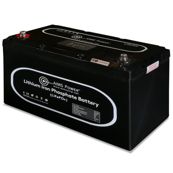 Aims Power Battery, Group 27, 12.8 Volt, 104 Ampere Hour Capacity, M8 Threaded Stud Top Terminals, Lithium Iron Phosphate Style (LiFePO4) – LFP12V104A
