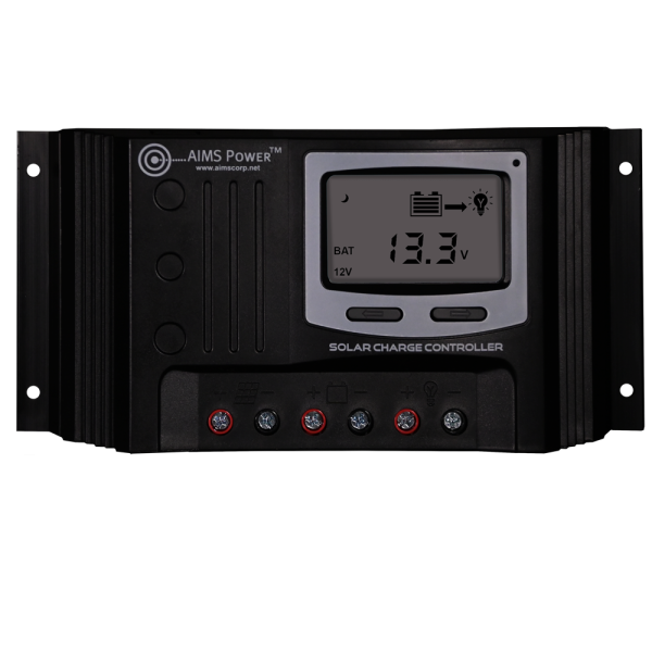 Aims Power Battery Charger Controller, For Use with Solar 12/24 Volt Lithium/ Lead/ Gel/ AGM Batteries, Digital Solar Controller – SCC30APWM