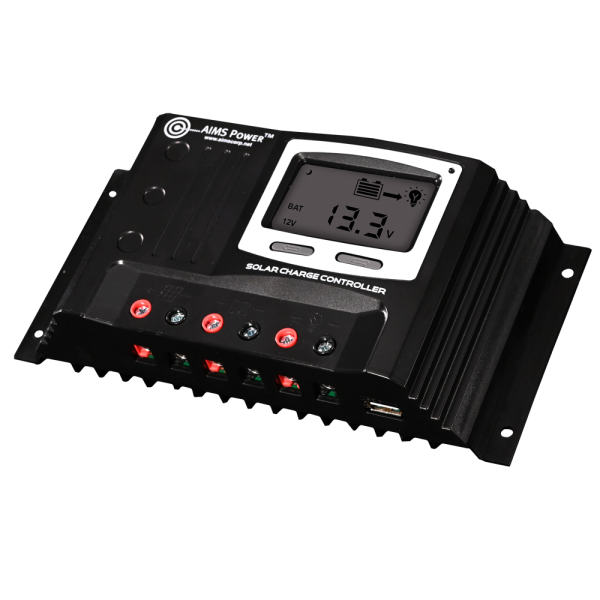 Aims Power Battery Charger Controller, For Use with Solar 12/24 Volt Lithium/ Lead/ Gel/ AGM Batteries, Digital Solar Controller – SCC30APWM
