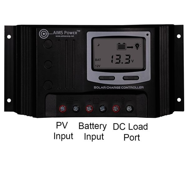 Aims Power Battery Charger Controller, For Use with Solar 12/24 Volt Lithium/ Lead/ Gel/ AGM Batteries, Digital Solar Controller – SCC30APWM
