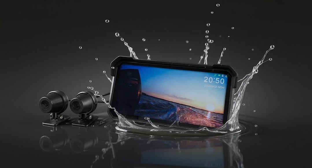 Aqua-Vu Dash Camera, The Captain, Wide Angle Lens, Dual 1080P Camera Resolution, Without G-Sensor, With GPS Tracking, Waterproof – 300-4975