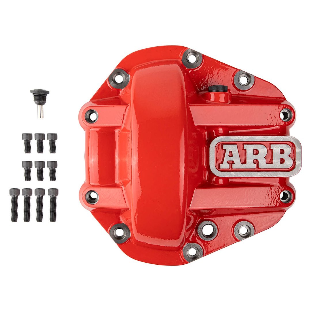 ARB 4×4 Accessories Differential Cover, Dana 60, 10 Bolt, Without Girdle, With Fill Plug/ Dipstick, With Drain Plug, Red with Polished Logo – 0750001