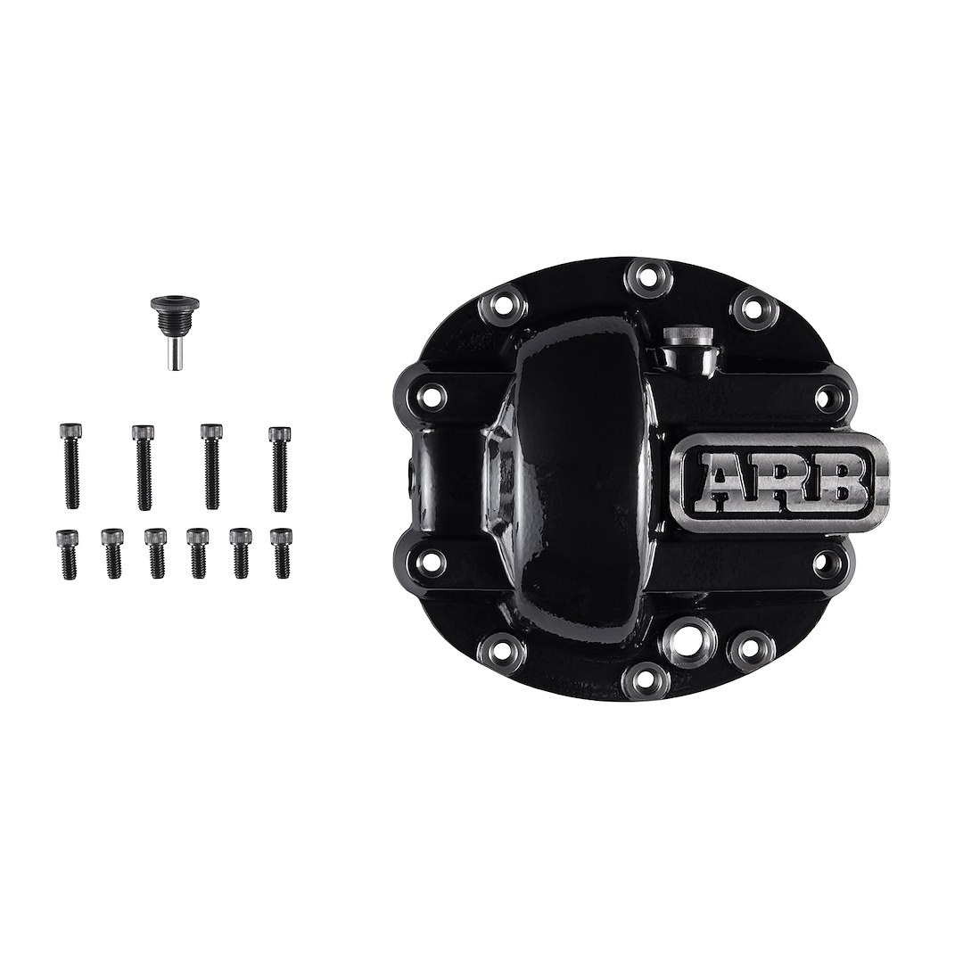 ARB 4×4 Accessories Differential Cover, Dana 30, 10 Bolt, Without Girdle, With Fill Plug/ Dipstick, With Drain Plug, Black, Nodular Iron – 0750002B