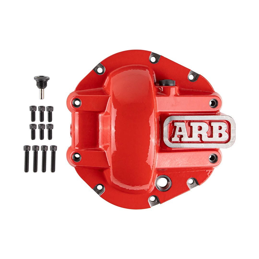 ARB 4×4 Accessories Differential Cover, Dana 44, Without Girdle, With Fill Plug/ Dipstick, With Drain Plug, Red, Nodular Iron – 0750003