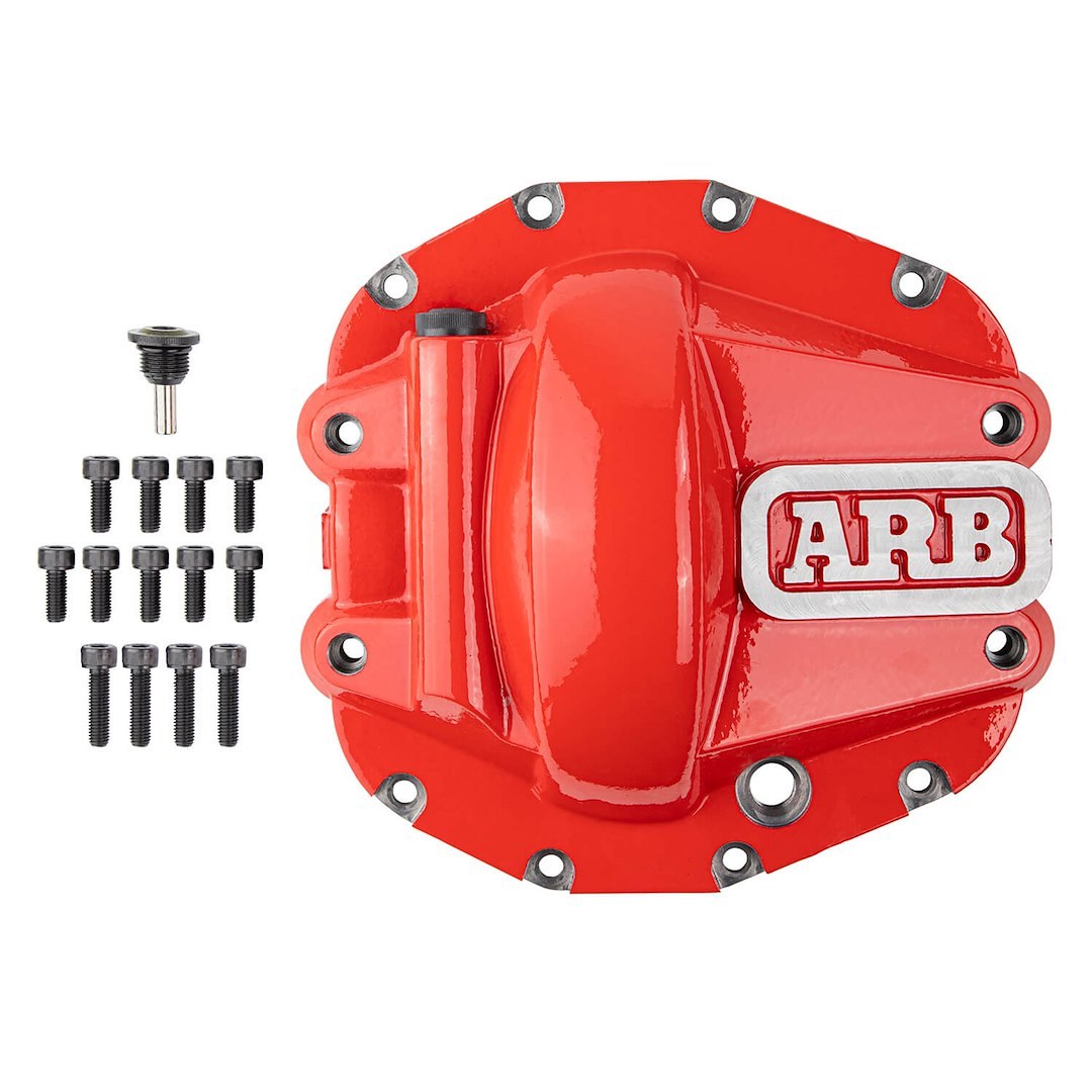 ARB 4×4 Accessories Differential Cover, Dana M220 Differential, Without Girdle, With Fill Plug/ Dipstick, With Drain Plug, Red, Nodular Iron – 0750012