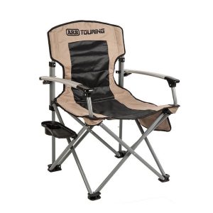 ARB 4×4 Accessories Chair, Camping Chair, 330 Pound Max Rating, Folding, Black and Tan, Nylon, Non Adjustable, Aluminum Legs/ Arm Rests – 10500101A