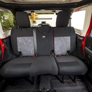 ARB 4×4 Accessories Seat Cover, Highback Bucket, With Headrest Cover, Thermoset Elastomer, Black with Gray Topographical MAP Center – 105505NP