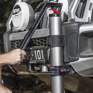 ARB 4×4 Accessories Jack, Bumper Jack, Hydraulic, 4,409 Pound Capacity, 6 to 48 Inch Lift Height, Painted, Silver/ Black, Aluminum – 1060001