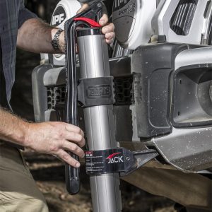 ARB 4×4 Accessories Jack, Bumper Jack, Hydraulic, 4,409 Pound Capacity, 6 to 48 Inch Lift Height, Painted, Silver/ Black, Aluminum – 1060001