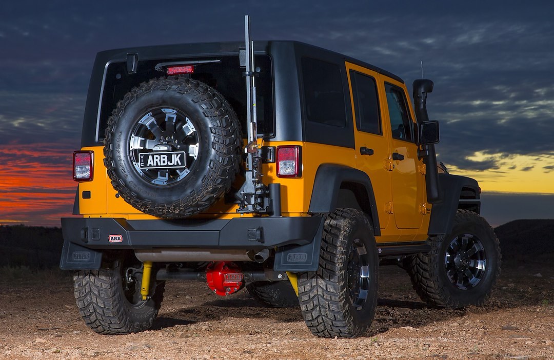 ARB 4×4 Accessories Spare Tire Carrier, Mounts to Tailgate with Tailgate Support Plate, Tire Size Up to 37 Inch, Textured Black, Steel – 5750320