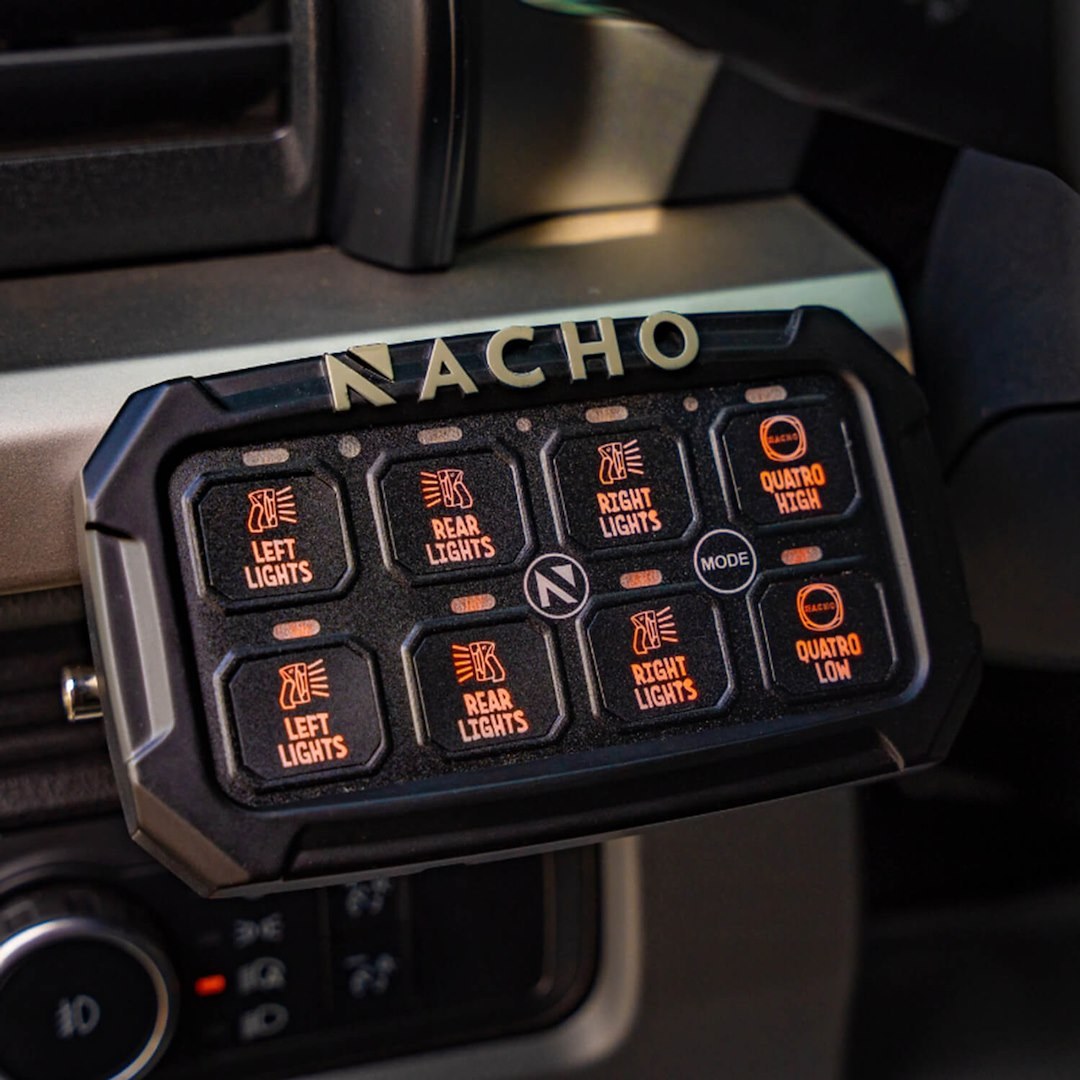 ARB 4×4 Accessories Switch Panel, Nacho, With Eight Switches, Adjustable Switch Backlighting, With Fuse Box, With Wiring Harness – NAC11SW