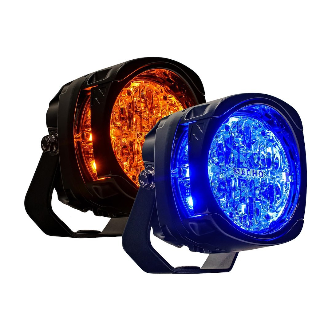 ARB 4×4 Accessories Warning Light, Nacho, LED Bulb, 6 LED, 4 Inch Housing, 60 Watts, Flood Beam/ Amber Strobe/ Blue Strobe, 14400 Raw Lumens – PM455AB