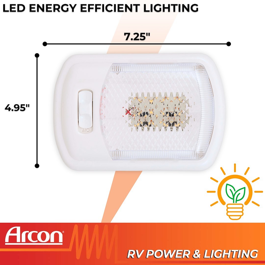 Arcon Interior Light – LED, LED Ceiling Single Light, Clear Lens, 7-1/4 Inch Length X 4.95 Inch Width, Bright White SMD LED, 12 Volt – 20669N