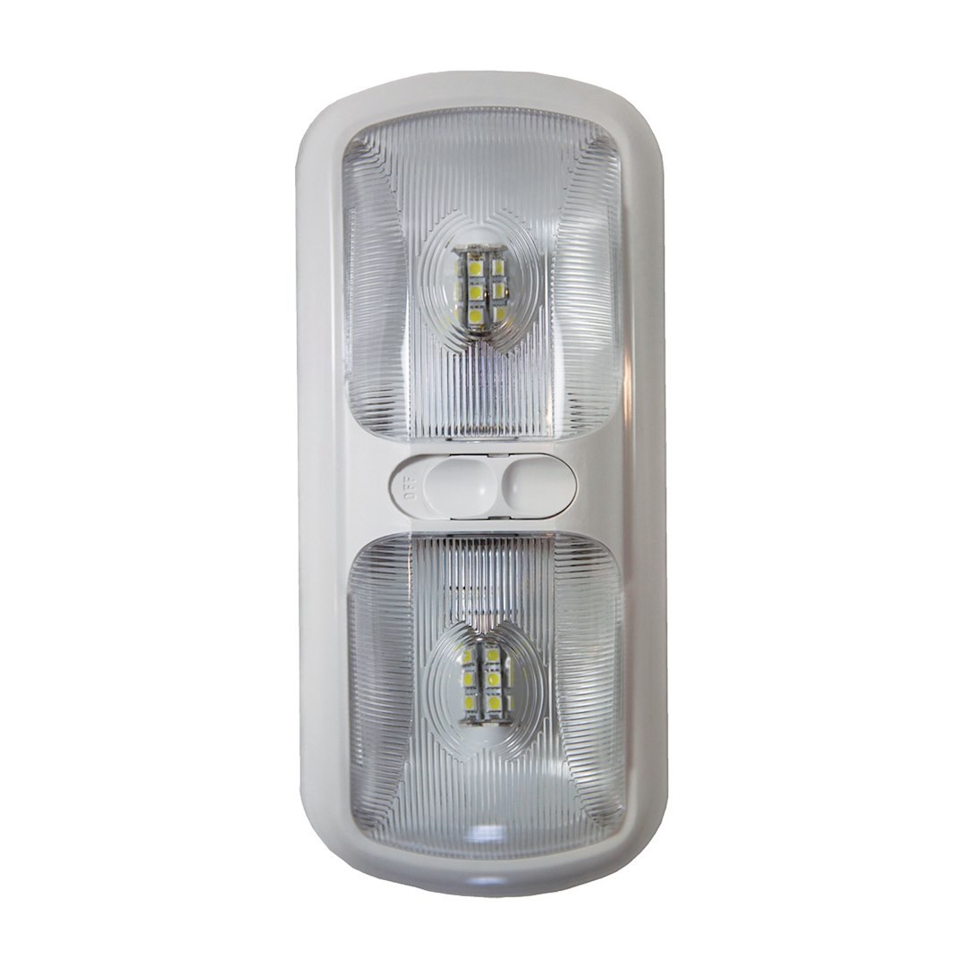 Arcon Interior Light – LED, LED Ceiling Double Light, Clear Lens, 11 Inch Length X 4-3/4 Inch Width, Bright White Bulb, 12 Volt, Single – 20670