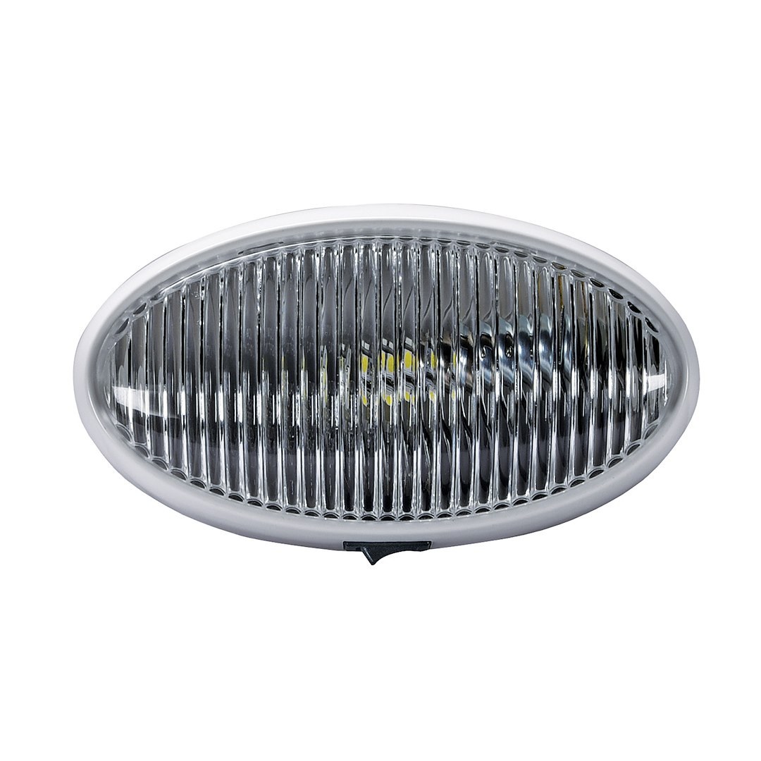 Arcon Porch Light, LED Bulb, 12 Volt, Oval, 6.2 Inch Length X 3.4 Inch Width, Clear Lens, White Base, Single, With Switch – 20679