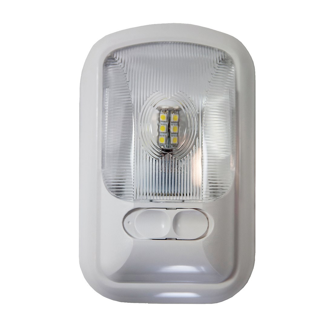 Arcon Dome Light – LED, Clear Lens, Single Euro Style Light, LED Bulb, Soft White Bulb, White Base – 20711