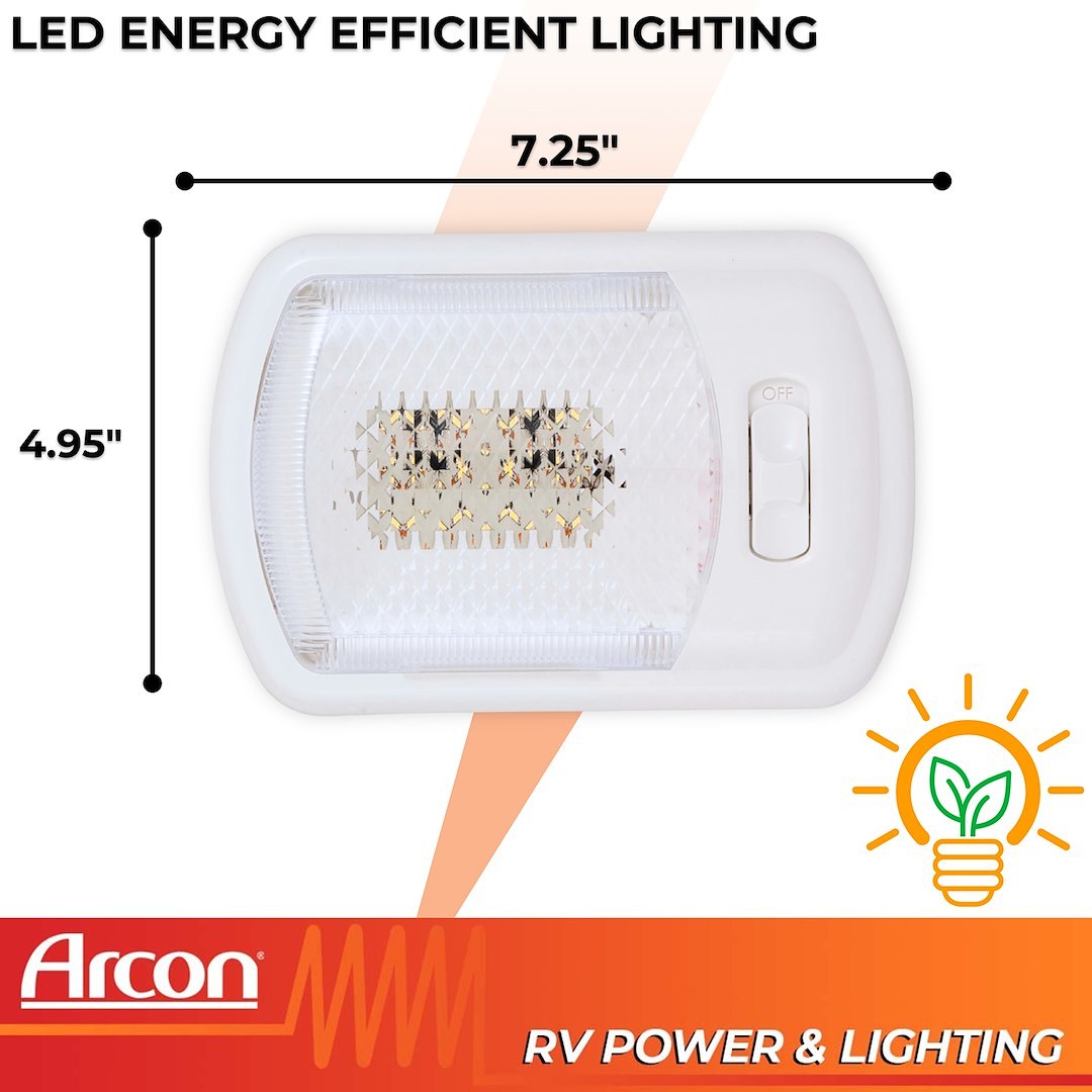 Arcon Interior Light – LED, LED Ceiling Single Light, Clear Lens, 7-1/4 Inch Length X 4.95 Inch Width, Soft White SMD LED, 12 Volt – 20711N