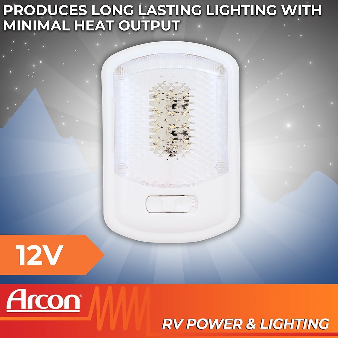 Arcon Interior Light – LED, LED Ceiling Single Light, Clear Lens, 7-1/4 Inch Length X 4.95 Inch Width, Soft White SMD LED, 12 Volt – 20711N