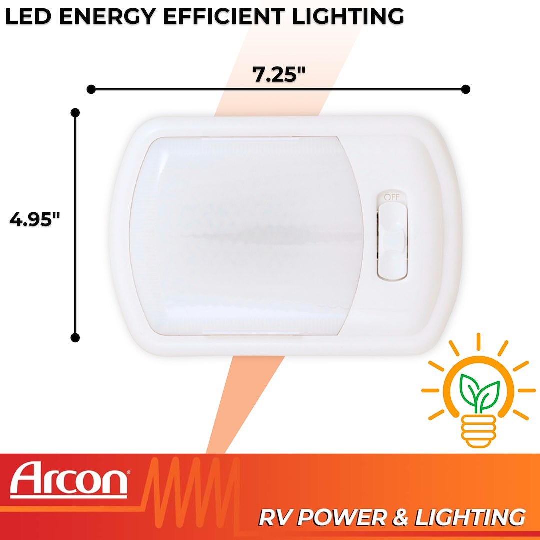 Arcon Interior Light – LED, LED Ceiling Single Light, White Lens, 7-1/4 Inch Length X 4.95 Inch Width, Soft White SMD LED, 12 Volt – 20713N