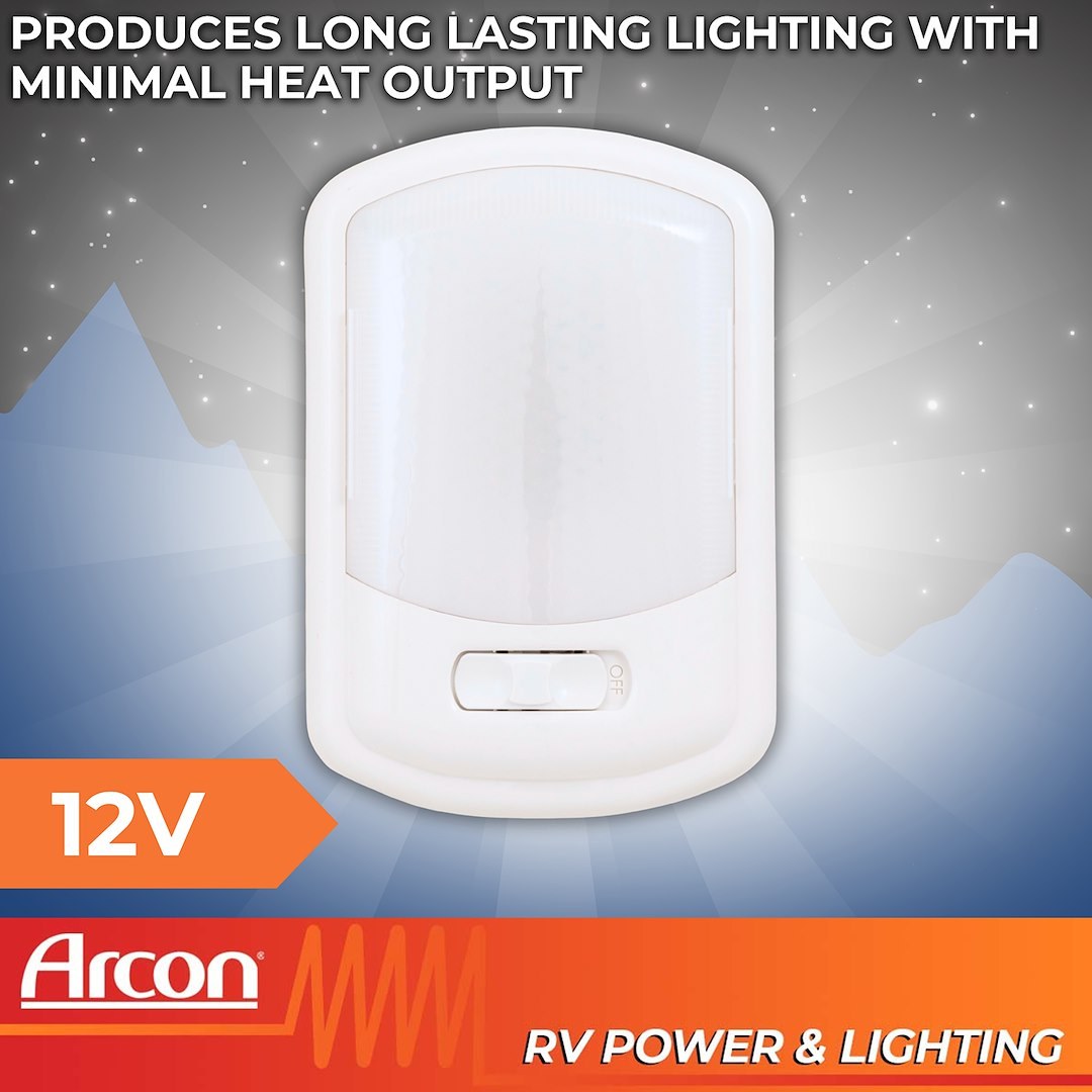 Arcon Interior Light – LED, LED Ceiling Single Light, White Lens, 7-1/4 Inch Length X 4.95 Inch Width, Soft White SMD LED, 12 Volt – 20713N