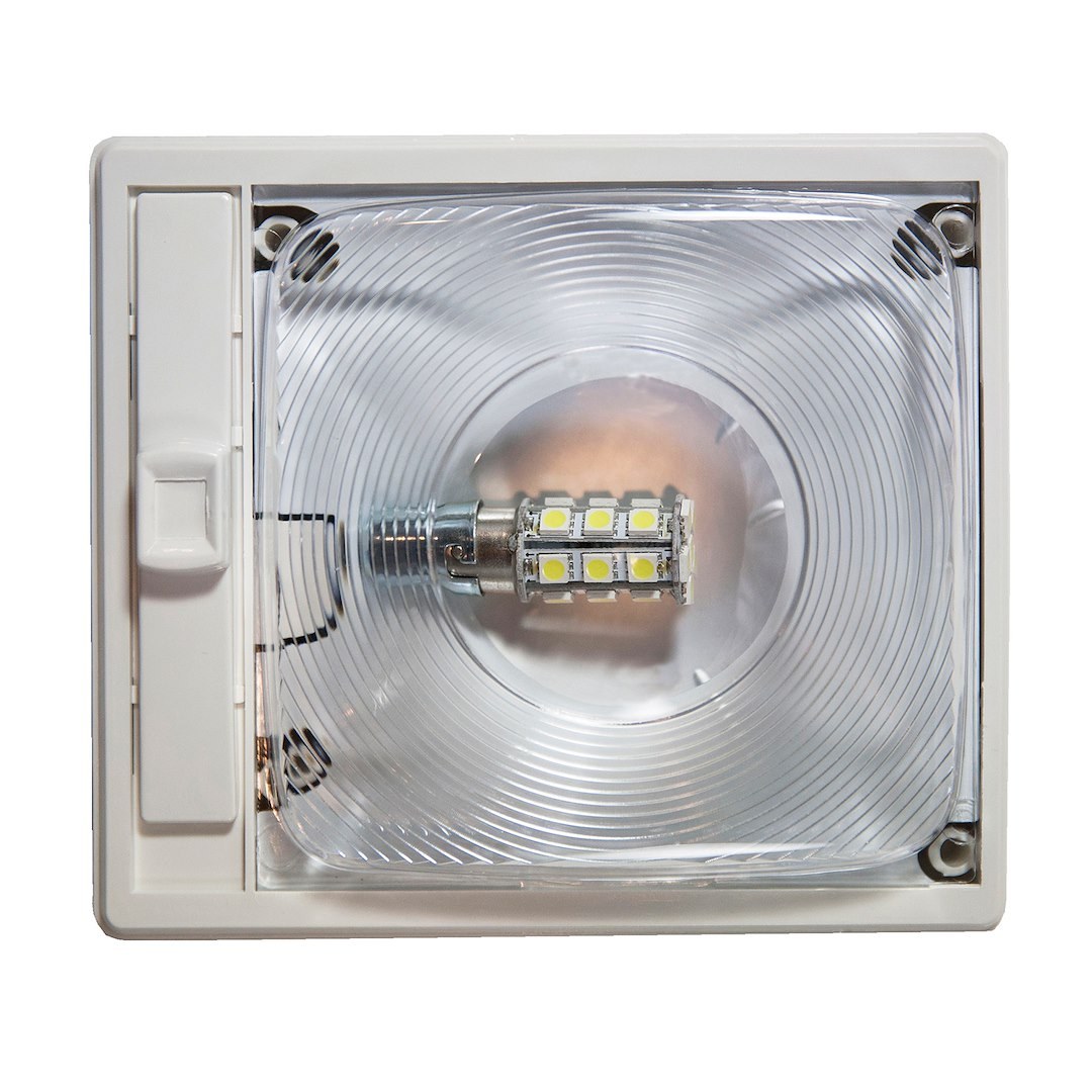 Arcon Interior Light – LED, LED Ceiling Single Light, 12 Volt, Clear Lens, 6-1/4 Inch Length X 5-1/2 Inch Width X 1-5/8 Inch Height – 20715